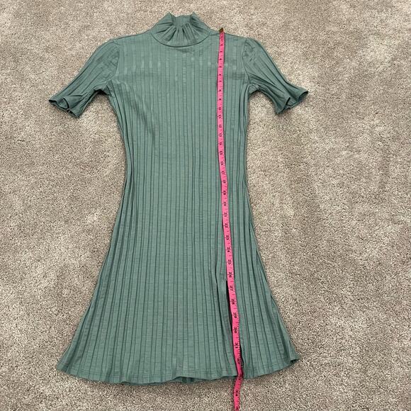 Reformation Women's Short Sleeve High Neck Mini Dress Sage Green Size Small - Picture 8 of 10